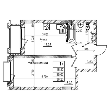 
  Продается 1-комн. квартира 35 м², в ЖК Чернышевский, корп 3.3. Фото 1.