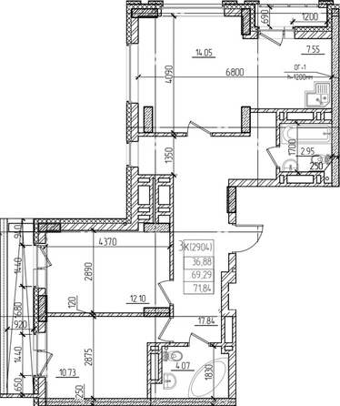 
  Продается 2-комн. квартира 69.2 м², в ЖК Чернышевский, корп 3.3. Фото 1.