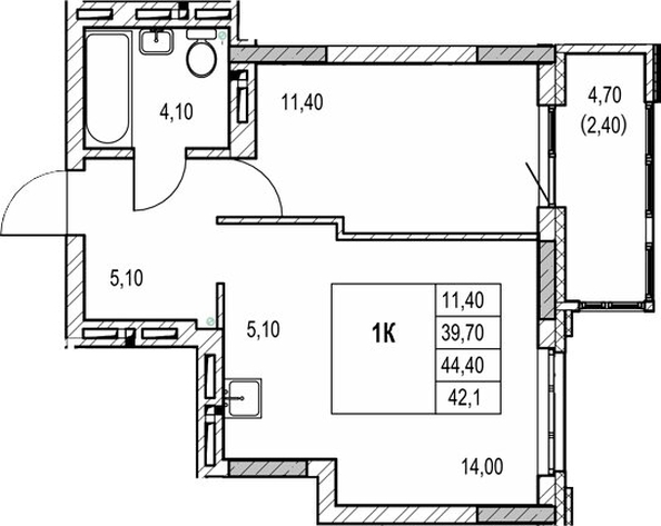 
  Продается 1-комн. квартира 39.7 м², в ЖК Автограф. Фото 1.