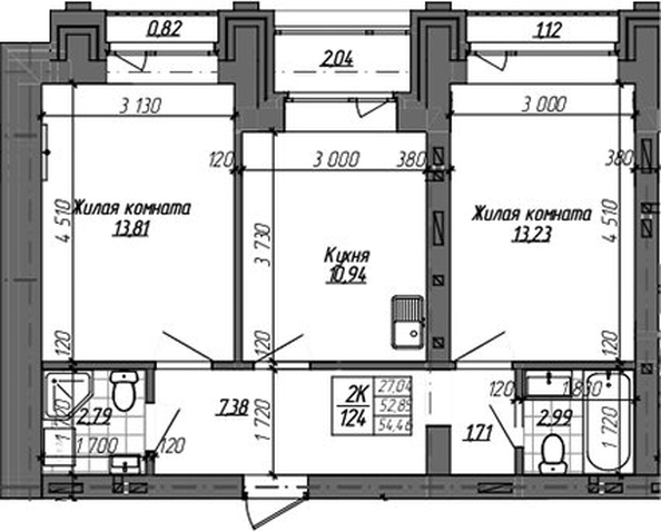 
  Продается 2-комн. квартира 52.85 м², в ЖК Комсомольский проспект, дом 2. Фото 1.