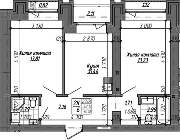 
  Продается 2-комн. квартира 52.13 м², в ЖК Комсомольский проспект, дом 2. Фото 1.