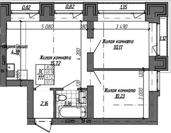 
  Продается 2-комн. квартира 45.96 м², в ЖК Комсомольский проспект, дом 2. Фото 1.