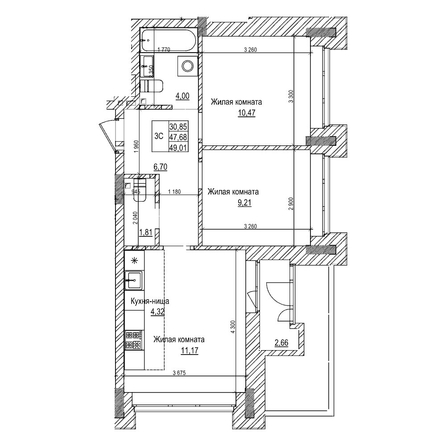 
  Продается 2-комн. квартира 47.6 м², в ЖК Комсомольский проспект, дом 2. Фото 1.