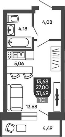 
  Продается студия 27.9 м², в ЖК Ермак. Фото 1.