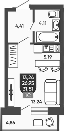 
  Продается студия 27.86 м², в ЖК Ермак. Фото 1.
