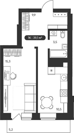 
  Продается 1-комн. квартира 39.1 м², в ЖК Черемушки на Приморской. Фото 1.