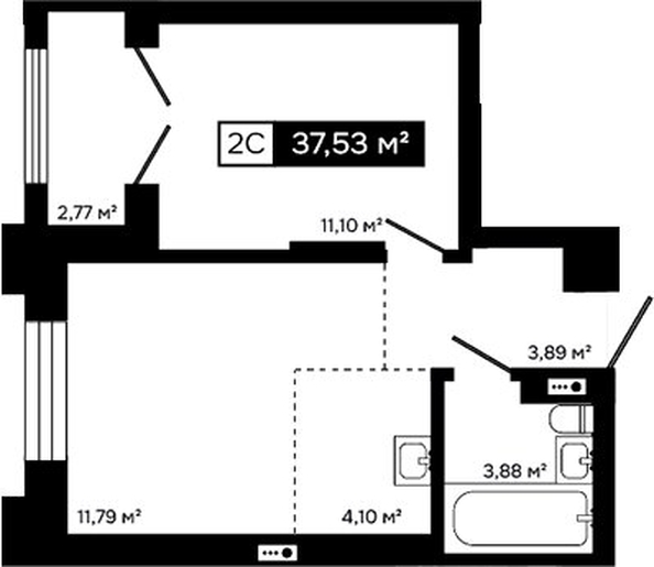 
  Продается 2-комн. квартира 34.76 м², в ЖК Платина. Фото 1.