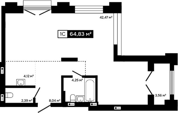 
  Продается студия 61.27 м², в ЖК Платина. Фото 1.
