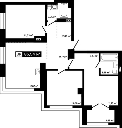 
  Продается 3-комн. квартира 81.54 м², в ЖК Платина. Фото 1.