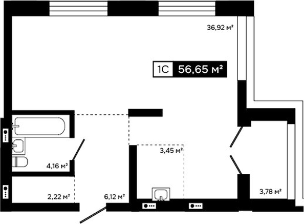 
  Продается студия 52.87 м², в ЖК Платина. Фото 1.
