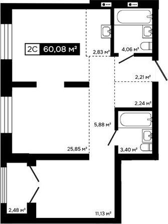 
  Продается 2-комн. квартира 57.6 м², в ЖК Платина. Фото 1.