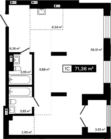 
  Продается студия 67.43 м², в ЖК Платина. Фото 1.