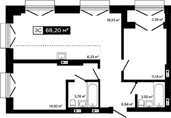 
  Продается 2-комн. квартира 65.84 м², в ЖК Платина. Фото 1.