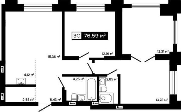 
  Продается 2-комн. квартира 64.28 м², в ЖК Платина. Фото 1.