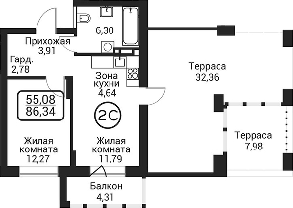 
  Продается 2-комн. квартира 41.69 м², в ЖК Пегас. Фото 1.