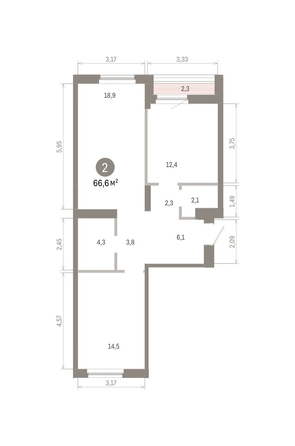 
  Продается 2-комн. квартира 66.56 м², в ЖК Пшеница, 6.1. Фото 1.