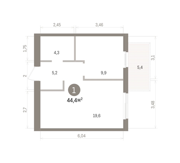 
  Продается 1-комн. квартира 44.36 м², в ЖК Пшеница, дом 5.2. Фото 1.