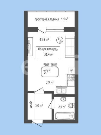 
  Продается студия 31.4 м², в  Дом Нобель. Фото 5.