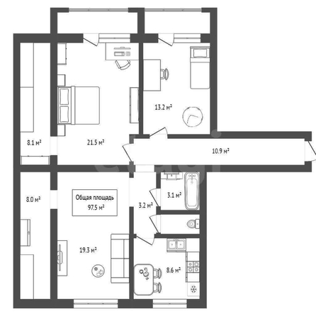 
  Продается 3-комн. квартира 97.5 м². Фото 23.