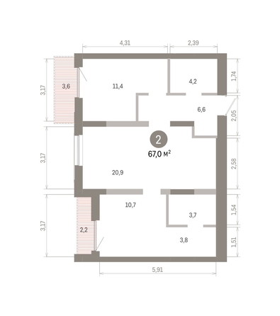 
  Продается 2-комн. квартира 67.02 м², в ЖК Европейский берег, дом 46. Фото 1.