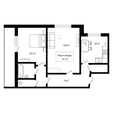 
  Продается 2-комн. квартира 50.7 м². Фото 1.