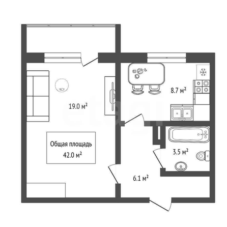 
  Продается 1-комн. квартира 42 м². Фото 28.