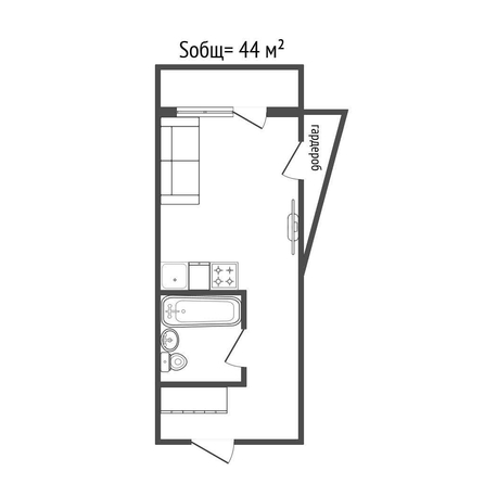 
  Продается студия 44 м². Фото 14.