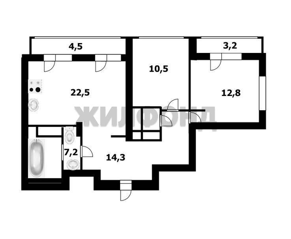 
  Продается 3-комн. квартира 78 м², в ЖК Чернышевский, корп 3.1. Фото 45.