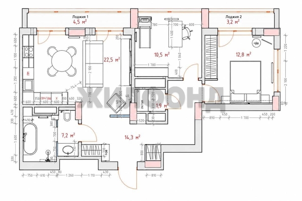 
  Продается 3-комн. квартира 78 м², в ЖК Чернышевский, корп 3.1. Фото 46.