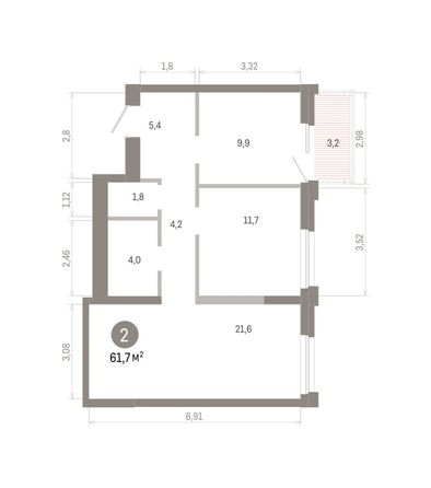 
  Продается 2-комн. квартира 61.68 м², в ЖК Город на озере. Фото 1.