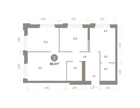 
  Продается 3-комн. квартира 68.35 м², в ЖК Город на озере. Фото 1.