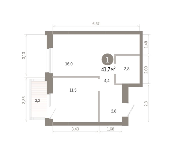 
  Продается 1-комн. квартира 41.68 м², в ЖК Город на озере. Фото 1.