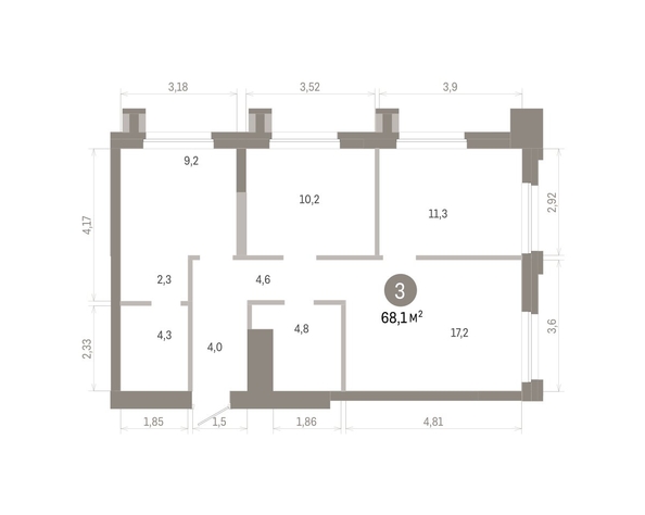 
  Продается 3-комн. квартира 68.05 м², в ЖК Город на озере. Фото 1.