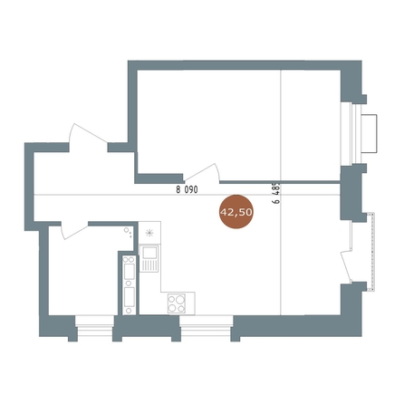 
  Продается 1-комн. квартира 42.8 м², в  19/56 Кварталы Телецентра, 2. Фото 1.