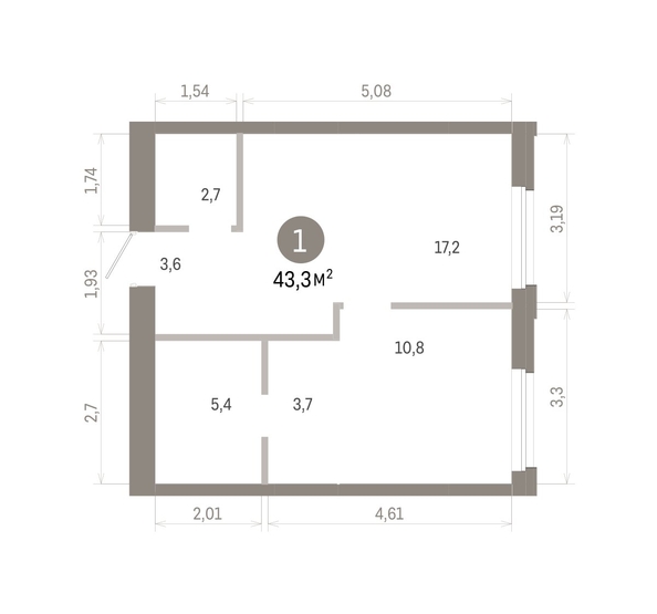 
  Продается 1-комн. квартира 43.32 м², в ЖК Город на озере. Фото 2.
