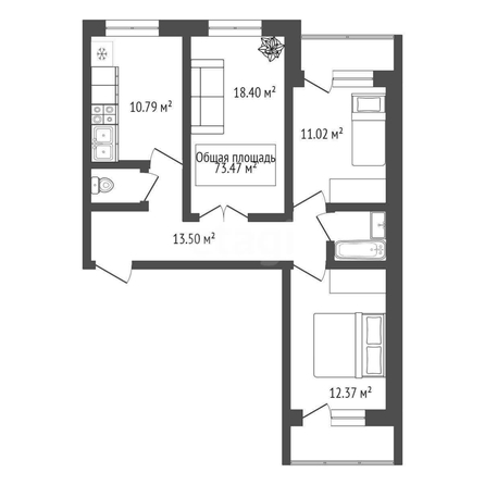 
  Продается 3-комн. квартира 73.3 м². Фото 3.