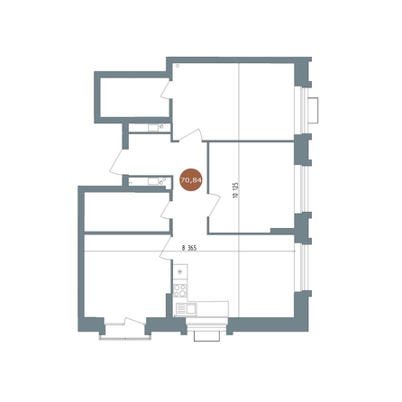 
  Продается 3-комн. квартира 69.7 м², в  19/56 Кварталы Телецентра, 2. Фото 2.
