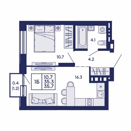 
  Продается 1-комн. квартира 35.7 м², в ЖК Сила леса, корп 2. Фото 1.