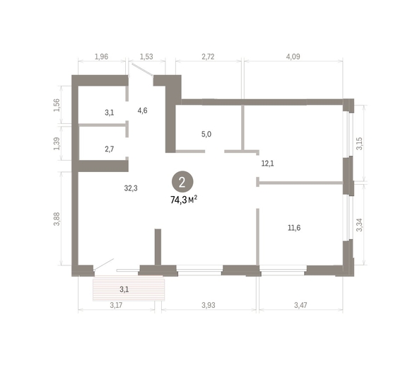 
  Продается 2-комн. квартира 74.26 м², в ЖК Город на озере. Фото 1.