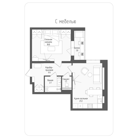 
  Продается 2-комн. квартира 57.2 м², в ЖК Тетрис, корпус 2. Фото 1.