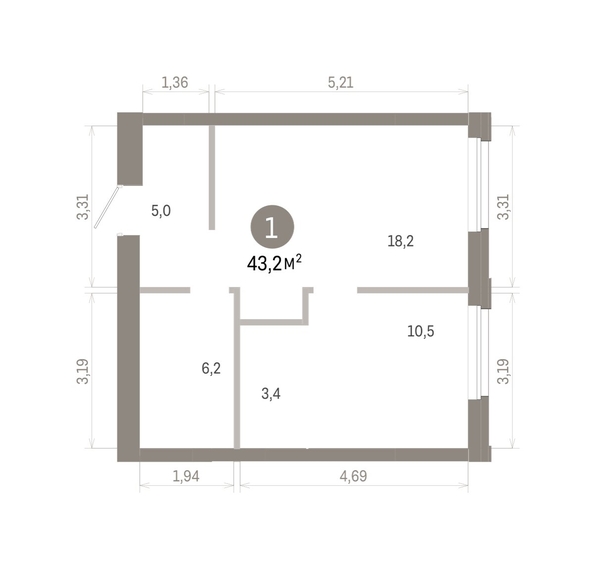 
  Продается 1-комн. квартира 43.23 м², в ЖК Город на озере. Фото 1.