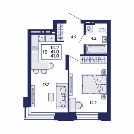 
  Продается 1-комн. квартира 41 м², в ЖК Сила леса, корп 1. Фото 1.