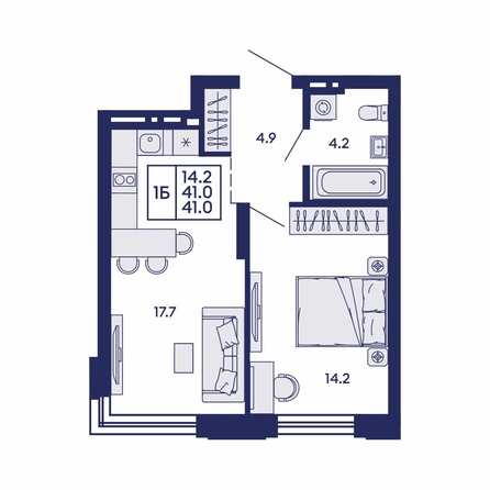 
  Продается 1-комн. квартира 41 м², в ЖК Сила леса, корп 1. Фото 1.