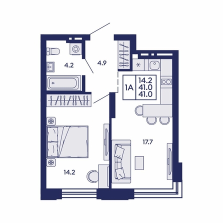 
  Продается 1-комн. квартира 41 м², в ЖК Сила леса, корп 1. Фото 2.