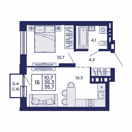 
  Продается 1-комн. квартира 35.7 м², в ЖК Сила леса, корп 2. Фото 1.