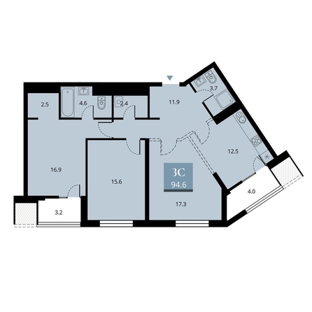 
  Продается 3-комн. квартира 92.7 м², в ЖК Беринг, дом 2. Фото 7.