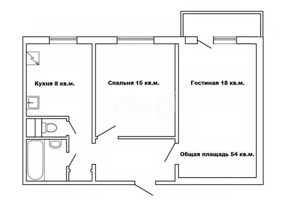 
  Продается 2-комн. квартира 54 м². Фото 15.