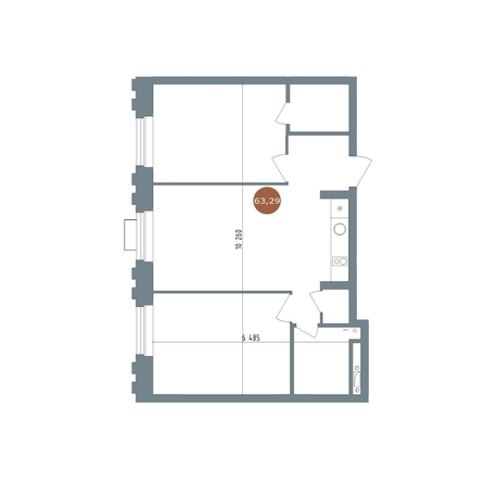
  Продается 2-комн. квартира 63 м², в  19/56 Кварталы Телецентра, 2. Фото 1.