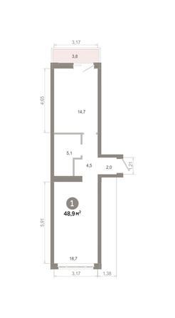
  Продается 1-комн. квартира 48.88 м², в  Квартал Молодость, дом 1. Фото 1.