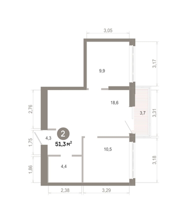 
  Продается 2-комн. квартира 51.31 м², в  Квартал Молодость, дом 1. Фото 1.